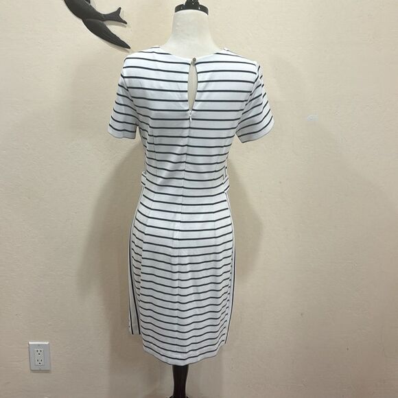 NEW! Banana Republic Factory Navy & White Stripe Knit Midi Dress - 6 - Picture 5 of 12